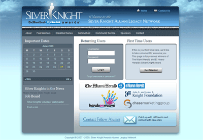 Silver knight alumni website screenshot
